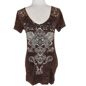 🎄 Daytrip Buckle EUC Faithful True Love lace stud tie dye Vintage top Small